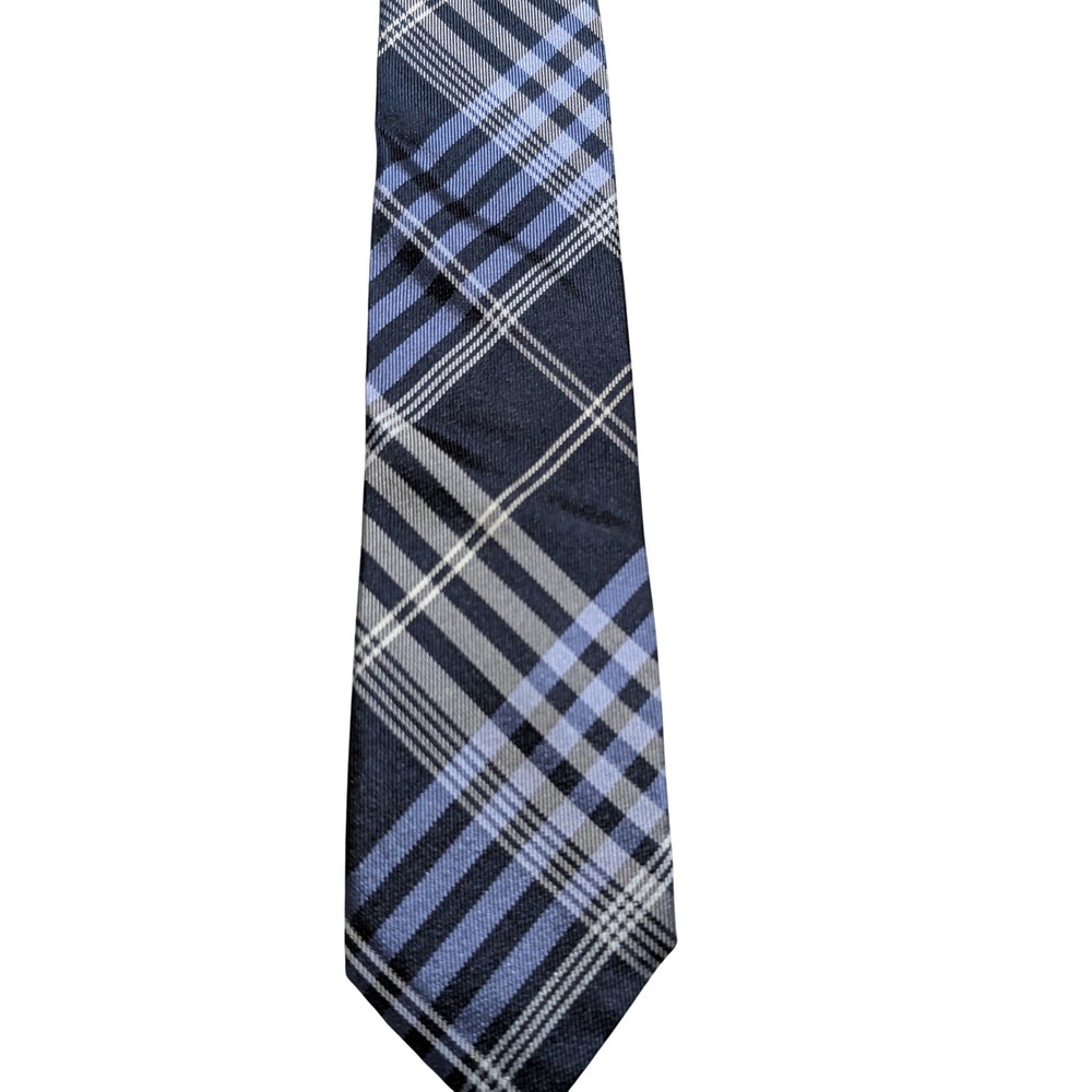 Banana Republic Necktie Mens OS Blue Plaid 100% Silk Classic Business Formal Tie